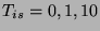 $T_{is} = 0,1,10$