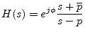 $\displaystyle H(s) = e^{j\phi}\frac{s+\overline{p}}{s-p}
$