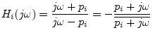 $\displaystyle H_i(j\omega)
= \frac{j\omega+p_i}{j\omega-p_i}
= - \frac{p_i+j\omega}{\overline{p_i+j\omega}}
$