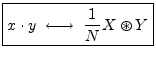 $\displaystyle \zbox {x\cdot y \;\longleftrightarrow\;\frac{1}{N} X\circledast Y} $