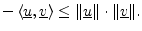 $\displaystyle -\left<\underline{u},\underline{v}\right> \leq \Vert\underline{u}\Vert\cdot\Vert\underline{v}\Vert.
$