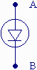 Circuit symbol for an LED.