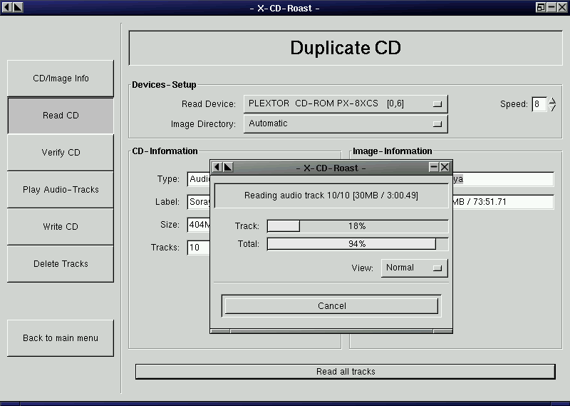 The Xcdroast GUI.