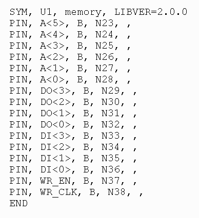 Figure 21- PIN records in XNF file, before modification