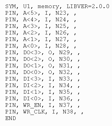 Figure 22- PIN records in XNF file, after modification