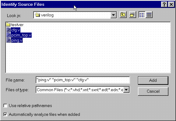 Figure 1- Read Verilog file into project