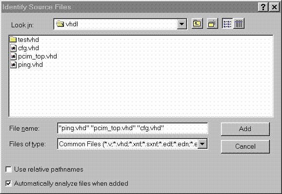 Figure 1- Read VHDL files into project