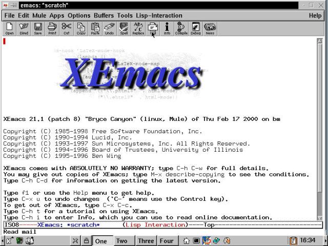 The XEmacs introductory screen.