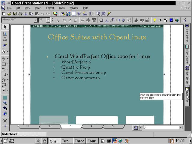 Importing a sample PowerPoint file into Corel Presentations 9.