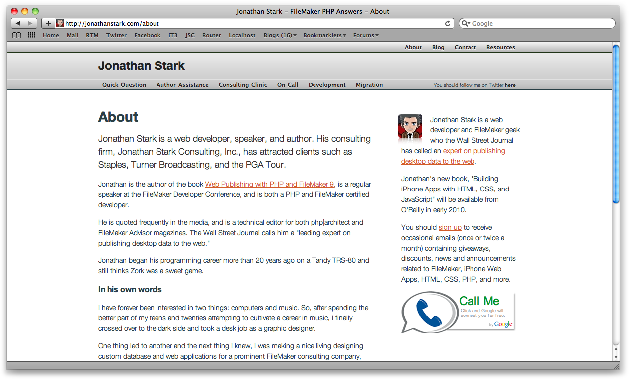The desktop version of a typical web page looks fine in Safari on a computer