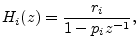 $\displaystyle H_i(z) = \frac{r_i}{1-p_iz^{-1}},
$