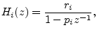 $\displaystyle H_i(z) = \frac{r_i}{1-p_iz^{-1}},
$