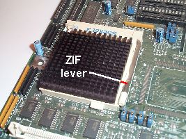 Processor with ZIF lever in down position.