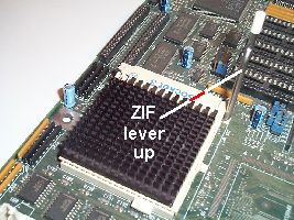 Processor with ZIF lever in up position.