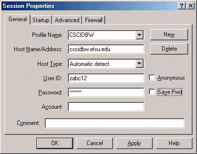 Log-in window to connect with server