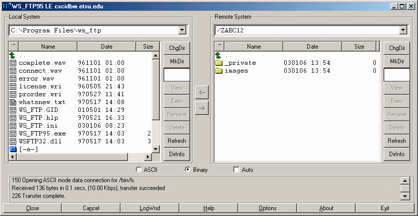 WS_FTP connection window