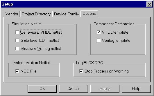 Figure 2-  LogiBLOX Options Setup