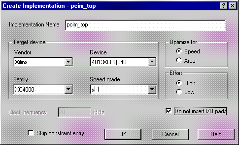  Figure 4- Create Implementation Window