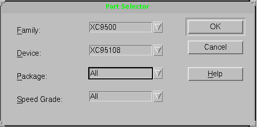 Auto Package and Speed Grade Selection for a selected Device