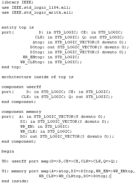 Figure 5-  VHDL file with LogiBLOX instantiation