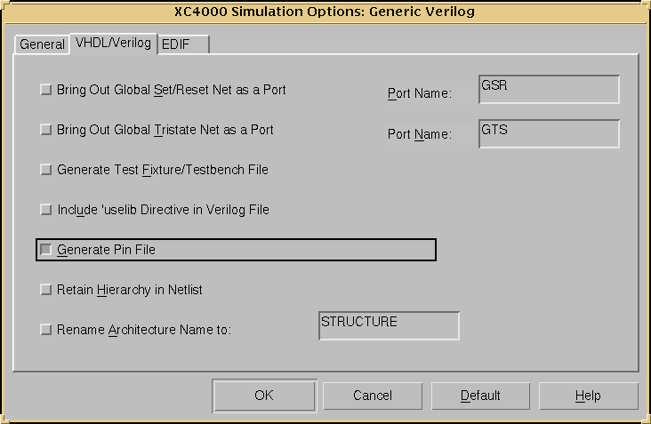  VHDL/Verilog options for Ngd2ver