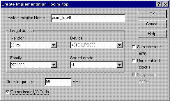  Figure 4- Create Implementation Window