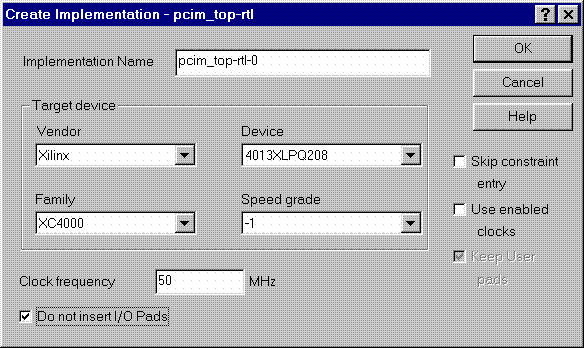  Figure 4- Create Implementation Window